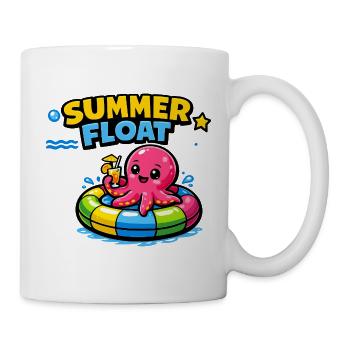 Pieuvre à radeau d’été sur l’anneau de la piscine - Mug blanc - blanc - Droite