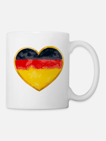 Deutsche Flagge Herz Design - Tasse - Weiß