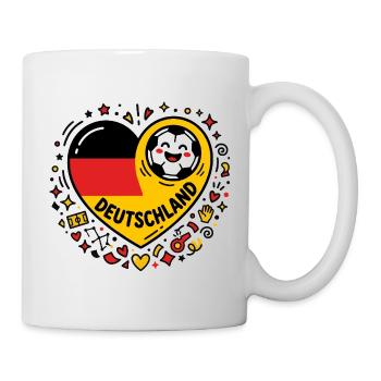 Gribouillis de cœur de football allemand - Mug blanc - blanc - Droite