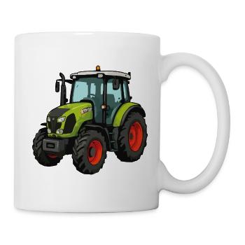 Dessin animé du tracteur vert - Mug blanc - blanc - Droite
