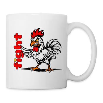 Dessin animé du Coq de Bataille sur le noir - Mug blanc - blanc - Droite