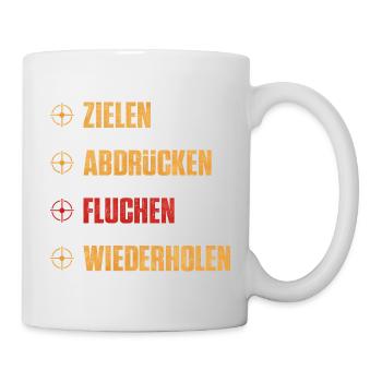 Zielen Abdrücken Fliehen Wiederholen - Tasse - Weiß - Rechts