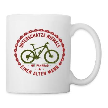 Nie Unterschätzen Alten Mann Mit Fahrrad - Tasse - Weiß - Rechts
