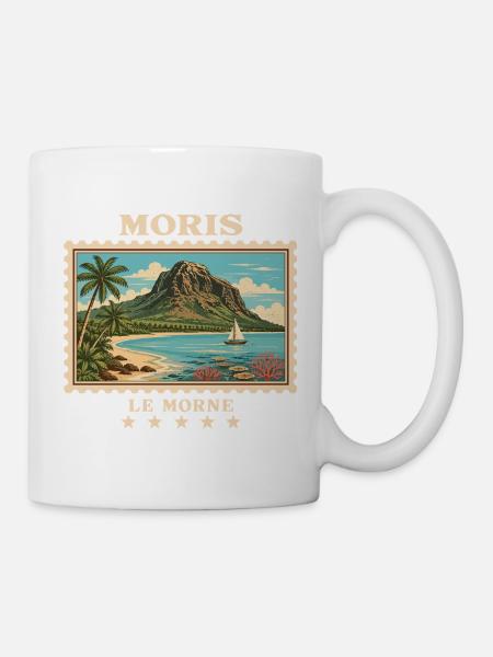 Mauritius Le Morne Vintage Reisemarke - Tasse - Weiß