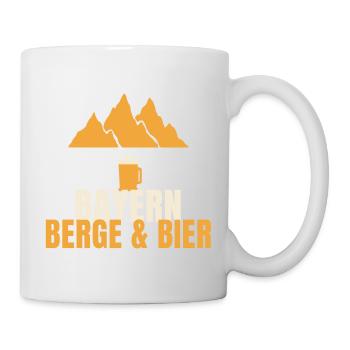 Bayern Berge und Bier Spruch bayrisch Geschenk - Tasse - Weiß - Rechts