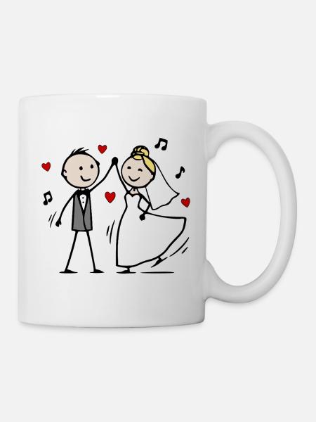 Hochzeitspaar Cartoon tanzen - Tasse - Weiß