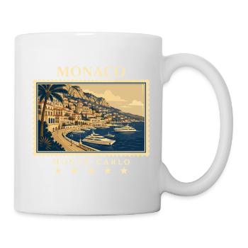 Monaco Monte-Carlo Vintage Reisemarke - Tasse - Weiß - Rechts
