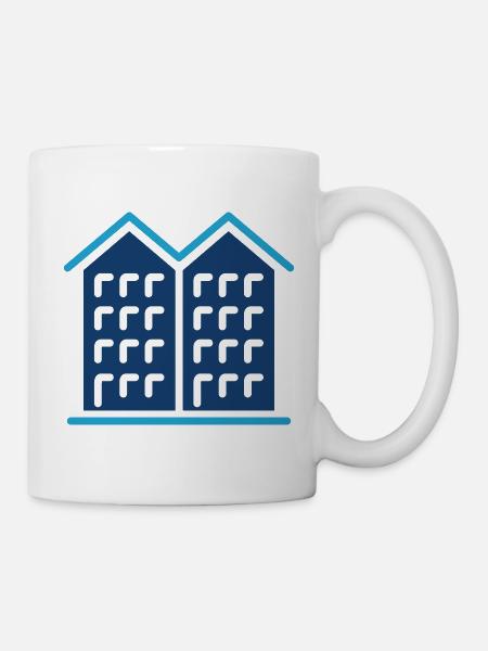 Apartmentgebäude Solid-Icon-Immobilien - Tasse - Weiß