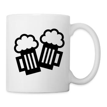 2 Bierkrug Icons Stoßen An (Bier / Maßkrüge / B) - Tasse - Weiß - Rechts