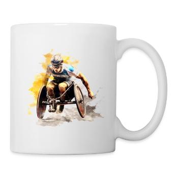 Éclaboussure aquarelle en course en fauteuil roulant - Mug blanc - blanc - Droite