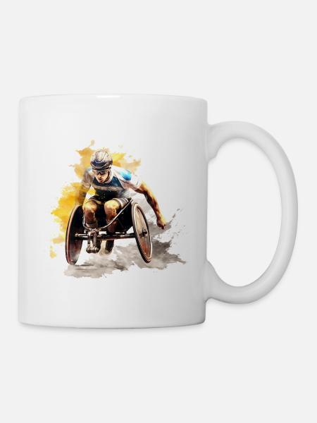 Rollstuhlrennsport Wasserfarben Splash - Tasse - Weiß