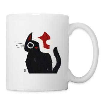 Black Cat with Santa Hat - Mug - white - Right