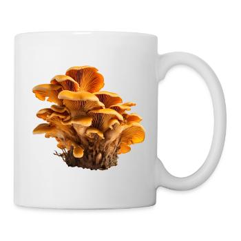Pfifferlinge Orangene Pilzkolonie Florales Muster - Tasse - Weiß - Rechts