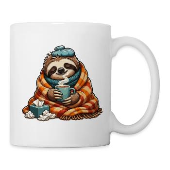 Schlummerndes Faultier mit Kaffeebecher - Tasse - Weiß - Rechts