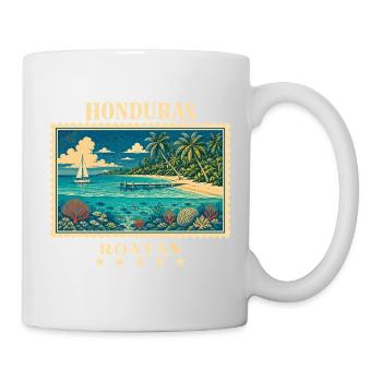Honduras Roatán Vintage Reisemarke - Tasse - Weiß - Rechts
