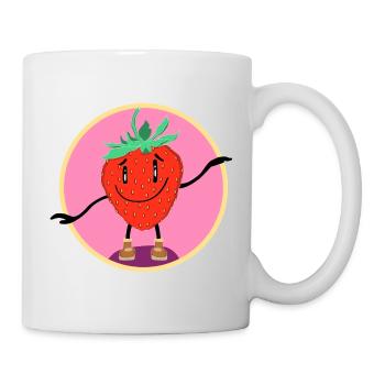Tanzende Erdbeere - Tasse - Weiß - Rechts
