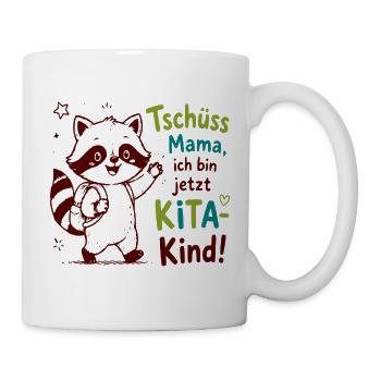 Kita Abschied Raccoon Illustration - Tasse - Weiß - Rechts