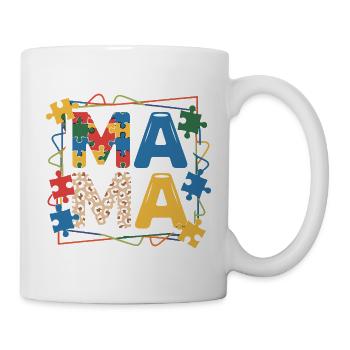 MAMA Puzzle Part Autism Heart Colorful Puzzle Pieces - Mug - white - Right