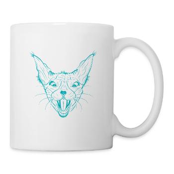 Neon Sphynx Katzengesicht Leuchten - Tasse - Weiß - Rechts