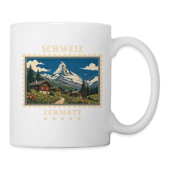 Schweiz Zermatt Vintage Reisemarke - Tasse - Weiß - Rechts