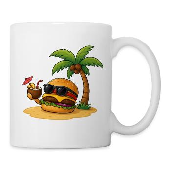 Burger essen Fast Food Paradies Sommer - Tasse - Weiß - Rechts