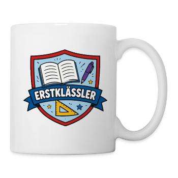 Erstklässler Lernheld Schild - Tasse - Weiß - Rechts
