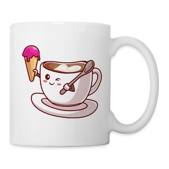 Kawaii-Kaffeekegel-Maskottchen - Tasse - Weiß - Rechts