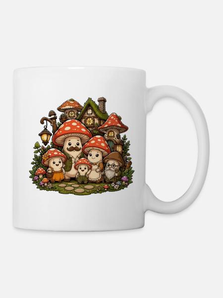Pilzmärchenwald Familie - Tasse - Weiß