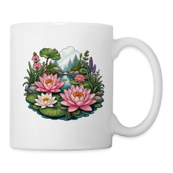 L’étang de nénuphars dans l’idylle forestier - Mug blanc - blanc - Droite