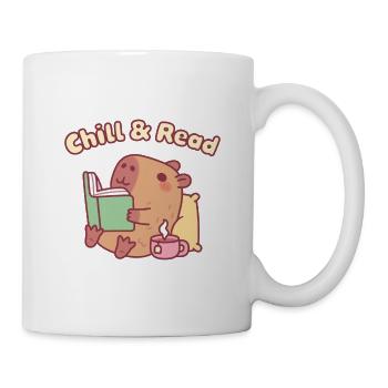 Süßes Capybara liest ein Buch – Entspann dich und lies - Tasse - Weiß - Rechts