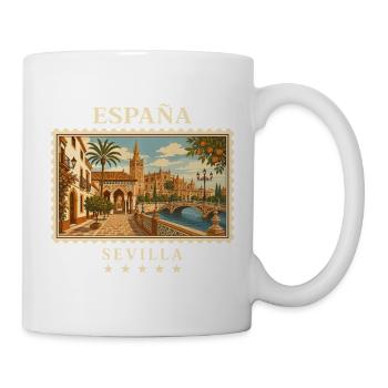 Spanien Sevilla Vintage Reisemarke - Tasse - Weiß - Rechts
