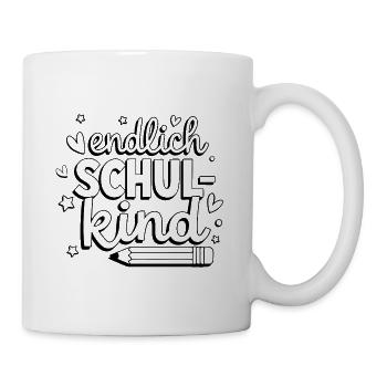 Endlich Schulkind Einschulung Ausmalen Schulanfang - Tasse - Weiß - Rechts