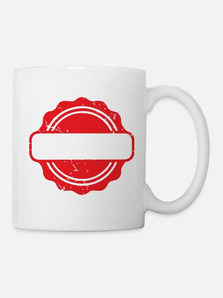 Blank Grunge-Gummistempel-Abzeichen-Vorlagenvektor - Tasse - Weiß