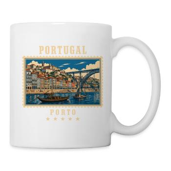 Portugal Porto Vintage Reisemarke - Tasse - Weiß - Rechts
