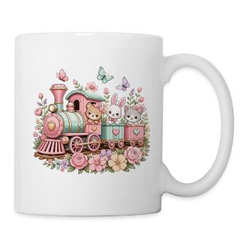 Pastel Train with Critters and Flowers - Mug - white - Right