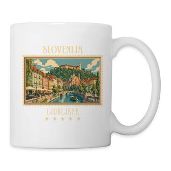 Slowenien Ljubljana Vintage Reisemarke - Tasse - Weiß - Rechts