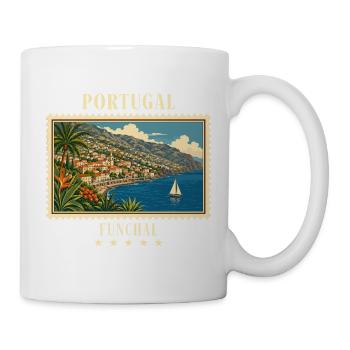 Portugal Funchal Vintage Reisemarke - Tasse - Weiß - Rechts