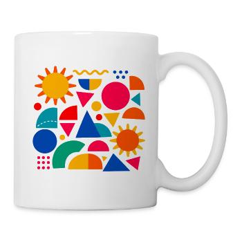 Geometrische Farbexplosion: Sonnige Formen - Tasse - Weiß - Rechts