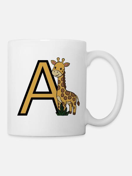 Giraffe mit Buchstabe A - Tasse - Weiß