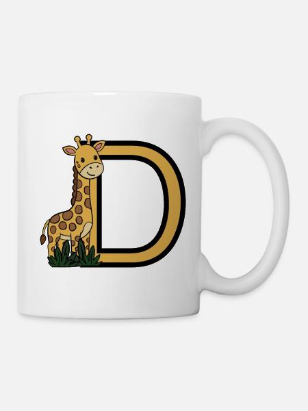 Giraffe mit Buchstaben D - Tasse - Weiß
