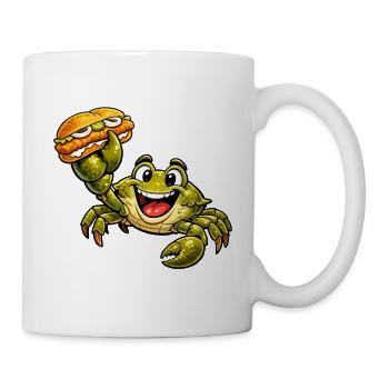 Krebs hat ein Fischbrötchen - Tasse - Weiß - Rechts
