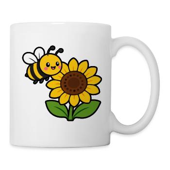Sonnenblume Biene Cartoon - Tasse - Weiß - Rechts
