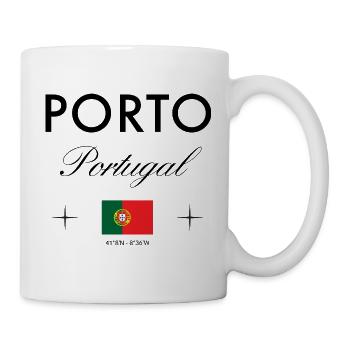 Porto Portugal Koordinaten Reise Souvenir - Tasse - Weiß - Rechts
