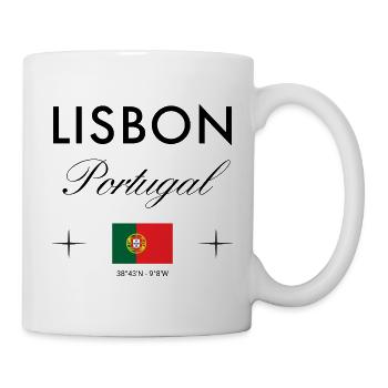 Lissabon Portugal Koordinaten Reise Souvenir - Tasse - Weiß - Rechts