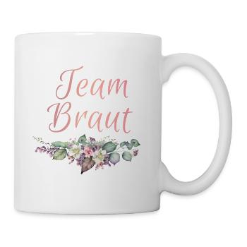 Team Braut Ringe Blumen JGA Junggesellenabschied - Tasse - Weiß - Rechts