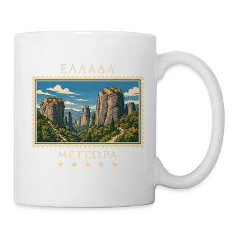 Griechenland Meteora Vintage Reisemarke - Tasse - Weiß - Rechts