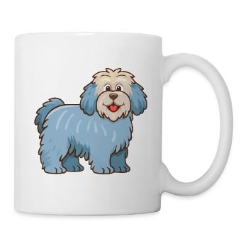 Hellblauer zotteliger Hund (Comic) - Tasse - Weiß - Rechts