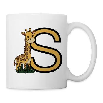 Giraffe und großes S-Motiv - Tasse - Weiß - Rechts