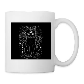Magic Cat und Crescent Moon – Hexen-Goth - Tasse - Weiß - Rechts