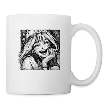 Lächelnde Kronprinzessin Linoldruck - Tasse - Weiß - Rechts